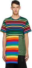 Comme des GarÃ§ons Homme Plus Multicolor Striped Patchwork T-Shirt - T-shirt patchwork à rayures à rayures multicolores - comme des garÃ§ons homme 플러스 여러 가지 빛깔의 줄무늬 패치 워크 티셔츠