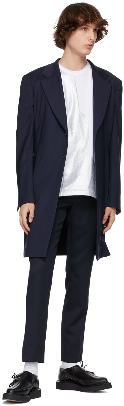 Comme des GarÃ§ons Homme Plus Navy Wool Gabardine Coat