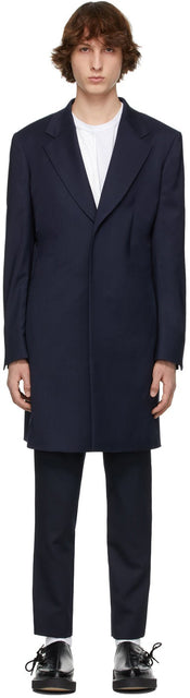 Comme des GarÃ§ons Homme Plus Navy Wool Gabardine Coat - Commez des garçons Homme plus laine marine gabardine - comme des garÃ§ons homme plus 해군 ​​양모가 비네 코트