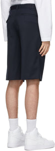 Comme des GarÃ§ons Homme Plus Navy Wool Twill Shorts