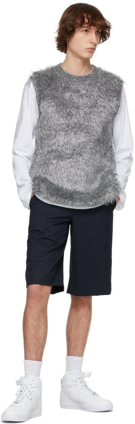Comme des GarÃ§ons Homme Plus Navy Wool Twill Shorts