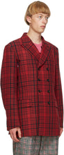 Comme des GarÃ§ons Homme Plus Red Check Arm Slit Blazer