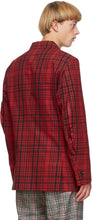 Comme des GarÃ§ons Homme Plus Red Check Arm Slit Blazer
