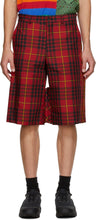 Comme des GarÃ§ons Homme Plus Red Tartan Shorts - Commez des garçons Homme plus Shorts de Tartan rouge - comme des garÃ§ons homme 플러스 레드 타탄 반바지