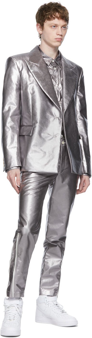 Comme des GarÃ§ons Homme Plus Silver LamÃ© Blazer