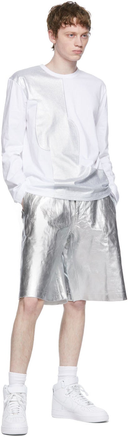 Comme des GarÃ§ons Homme Plus White Jersey x Laminate Long Sleeve T-Shirt