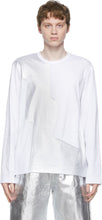 Comme des GarÃ§ons Homme Plus White Jersey x Laminate Long Sleeve T-Shirt - T-shirt à manches longues à manches longues en stratifié de Jersey blanc - comme des garnerons homme plus 화이트 저지 x 라미네이트 긴 소매 티셔츠