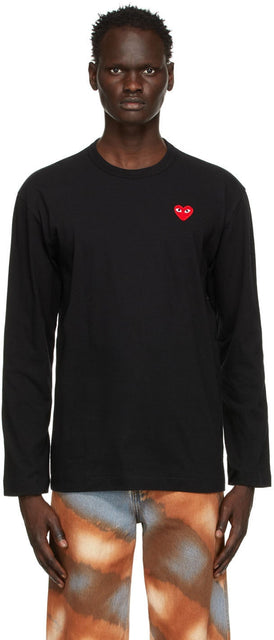 Comme des GarÃ§ons Play Black Heart Long Sleeve T-Shirt - T-shirt à manches longues de coeur noir joue - comme des garÃ§ons 검은 심장 긴 소매 티셔츠