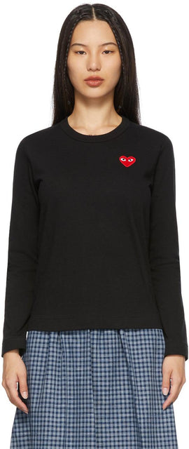 Comme des GarÃ§ons Play Black Heart Patch Long Sleeve T-Shirt