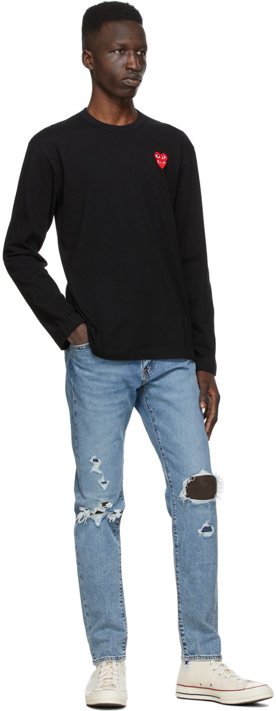 Comme des GarÃ§ons Play Black Layered Double Heart Long Sleeve