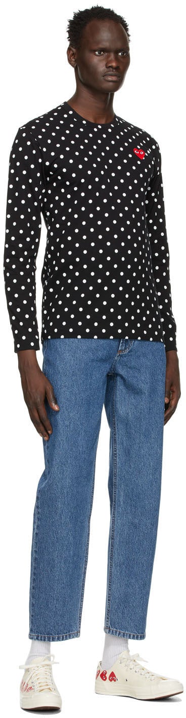 Comme des GarÃ§ons Play Black Polka Dot Heart Patch Long Sleeve T-Shirt