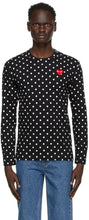 Comme des GarÃ§ons Play Black Polka Dot Heart Patch Long Sleeve T-Shirt - T-shirt à manches longues à manches longues de coeur de coeur Polka dot noir - comme des garÃ§ons 블랙 폴카 도트 심장 패치 긴 소매 티셔츠