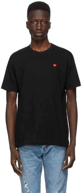 Comme des GarÃ§ons Play Black Small Heart Patch T-Shirt - T-shirt T-shirt Patch Noir Petit Heart Coeur - comme des garÃ§ons 검은 작은 심장 패치 티셔츠