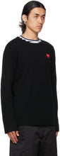 Comme des GarÃ§ons Play Black Wool Heart Patch Long Sleeve T-Shirt