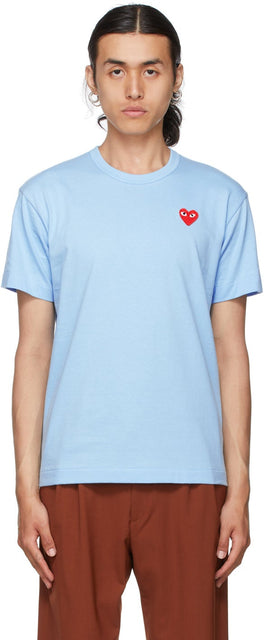 Comme des GarÃ§ons Play Blue Heart Patch T-Shirt - Commez des garçons Jouer T-shirt Blue Heart Catch T-shirt - comme des garnerons 푸른 심장 패치 티셔츠