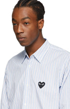 Comme des GarÃ§ons Play Blue Striped Heart Patch Shirt