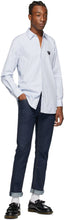 Comme des GarÃ§ons Play Blue Striped Heart Patch Shirt