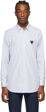 Comme des GarÃ§ons Play Blue Striped Heart Patch Shirt - Commez des garçons Play Shirt Patch Coeur à rayures bleues - comme des garÃ§ons 블루 스트라이프 심장 패치 셔츠를 재생합니다