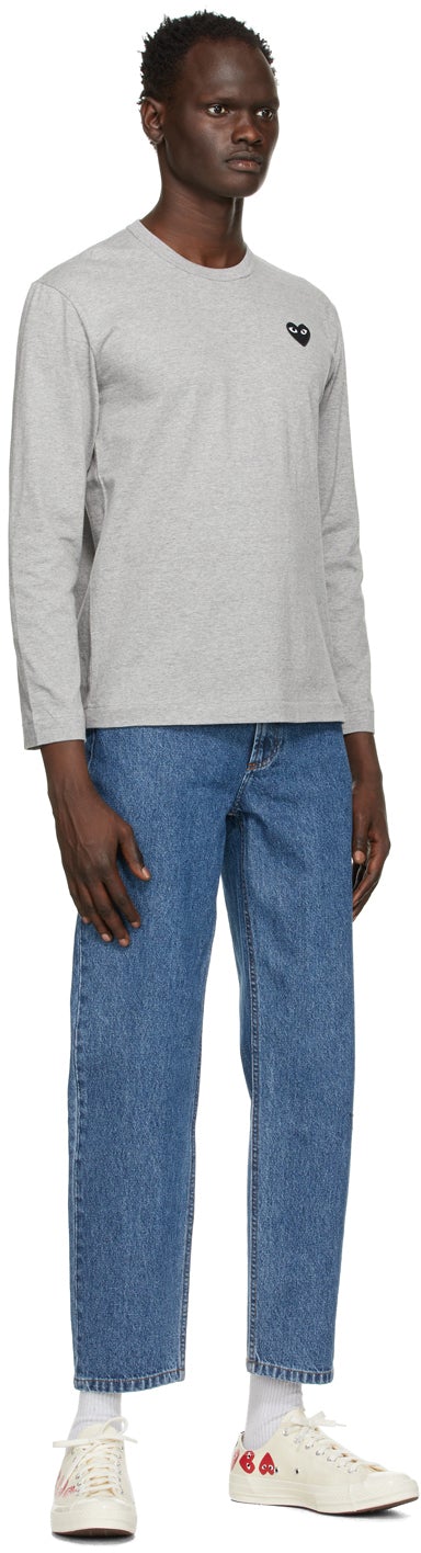 Comme des GarÃ§ons Play Grey Heart Long Sleeve T-Shirt