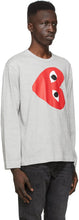 Comme des GarÃ§ons Play Grey Horizontal Heart Long Sleeve T-Shirt