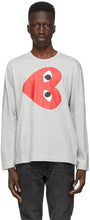 Comme des GarÃ§ons Play Grey Horizontal Heart Long Sleeve T-Shirt - T-shirt à manches longues horizontales grises - comme des garÃ§ons 회색 가로 심장 긴 소매 티셔츠 재생