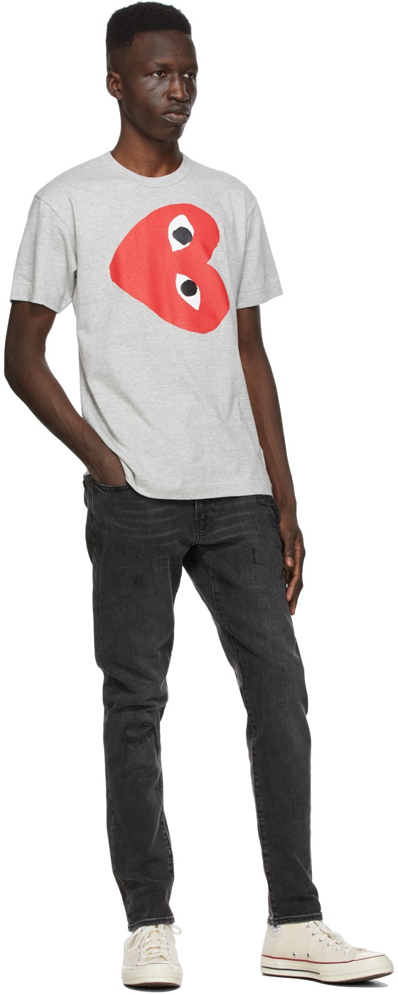 Comme des GarÃ§ons Play Grey Horizontal Heart T-Shirt