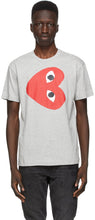 Comme des GarÃ§ons Play Grey Horizontal Heart T-Shirt - T-shirt de coeur horizontal gris joue des garçons - comme des garÃ§ons 회색 가로 심장 티셔츠 재생