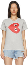 Comme des GarÃ§ons Play Grey Sideways Heart T-Shirt - T-shirt de coeur de coeur latéraux gris - comme des garÃ§ons 회색 옆으로 심장 티셔츠를 연주합니다.