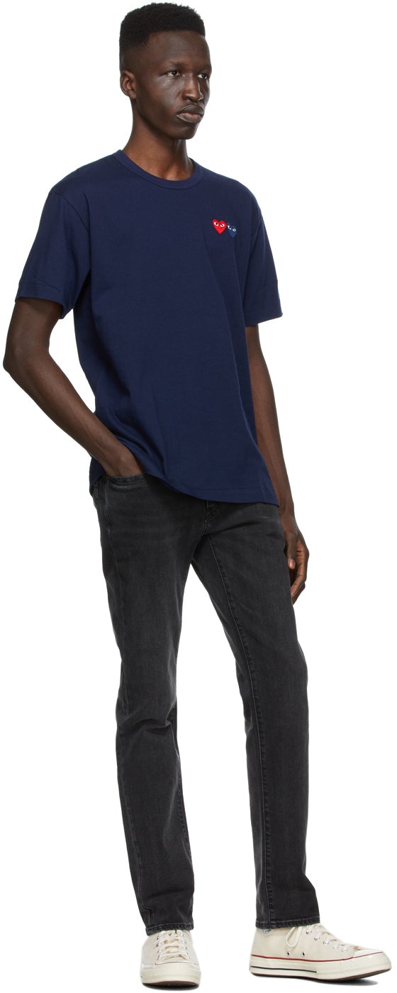 Comme des GarÃ§ons Play Navy Double Heart T-Shirt