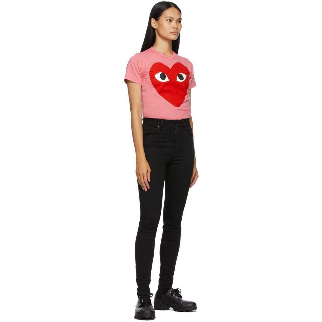 Comme des GarÃ§ons Play Pink Big Heart T-Shirt - T-shirt rose gros coeur - comme des garÃ§ons play 핑크 큰 심장 티셔츠