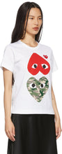 Comme des GarÃ§ons Play White Camo Upside Down Heart T-Shirt