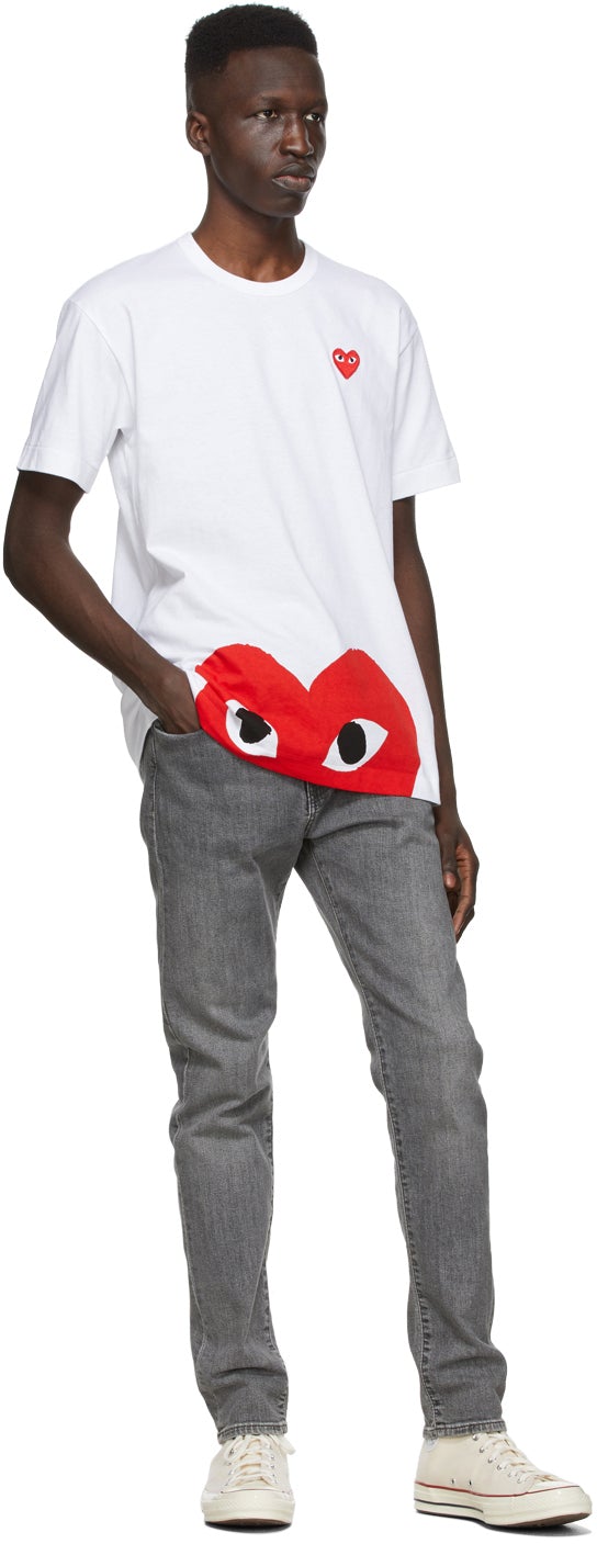 Comme des GarÃ§ons Play White Half Heart T-Shirt