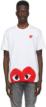 Comme des GarÃ§ons Play White Half Heart T-Shirt - T-shirt à moitié coeur de Garçilles - comme des garÃons, 화이트 하프 하트 티셔츠 재생