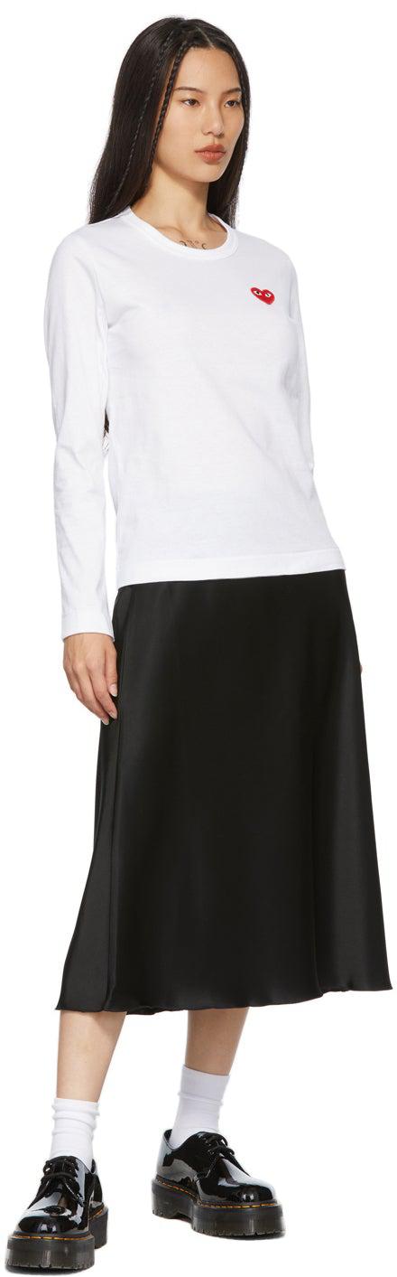 Comme des GarÃ§ons Play White Heart Patch Long Sleeve T-Shirt