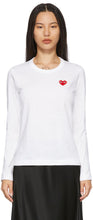 Comme des GarÃ§ons Play White Heart Patch Long Sleeve T-Shirt - T-shirt à manches longues à manches longues de coeur blanc - comme des garÃ§ons 화이트 하트 패치 긴 소매 티셔츠