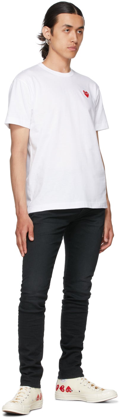 Comme des GarÃ§ons Play White Heart Patch T-Shirt