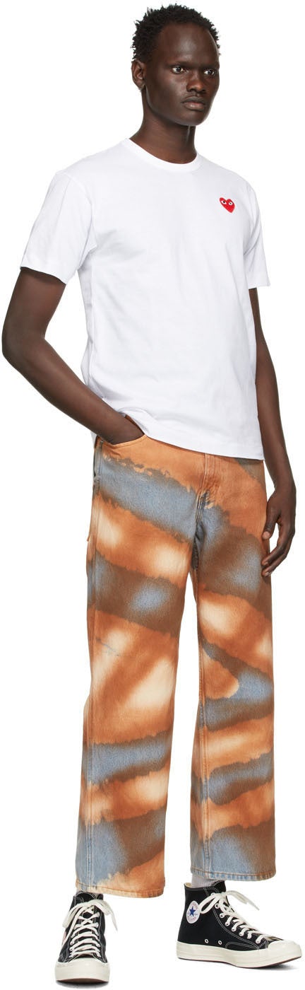 Comme des GarÃ§ons Play White Heart Patch T-Shirt