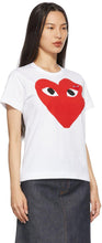 Comme des GarÃ§ons Play White Large Double Heart T-Shirt