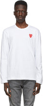 Comme des GarÃ§ons Play White Layered Double Heart Long Sleeve T-Shirt - T-shirt à manches longues à manches longues en double coeur en couches blancs - comme des garÃ§ons 재생 백색층 더블 하트 긴 소매 티셔츠