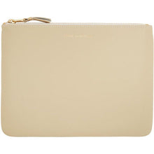 Comme des GarÃ§ons Wallets Off-White Large Classic Line Zip Pouch - Portefeuilles de garçons de Garçilles, blanc cassé, grande ligne classique zippée - comme des garnerons 지갑 오프 화이트 큰 고전적인 라인 지퍼 파우치