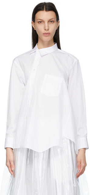 Comme des GarÃ§ons White Asymmetric Shirt - Tablette asymétrique blanche des garçons - comme des garÃ§ons 흰색 비대칭 셔츠