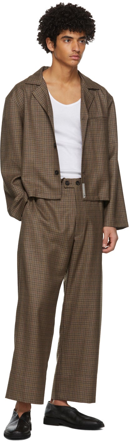 Connor McKnight Brown Wool Check Lounge Pants