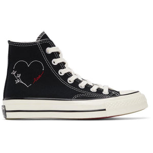 Converse Black 'Love' Chuck 70 High Sneakers - Converse Black 'Love' Chuck 70 Sneakers hauts - Converse Black 'Love'Chuck 70 높은 스니커즈