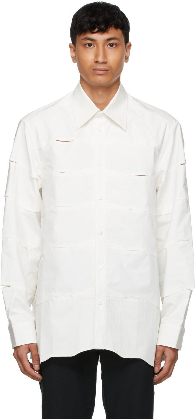 Paneled cotton-poplin shirt