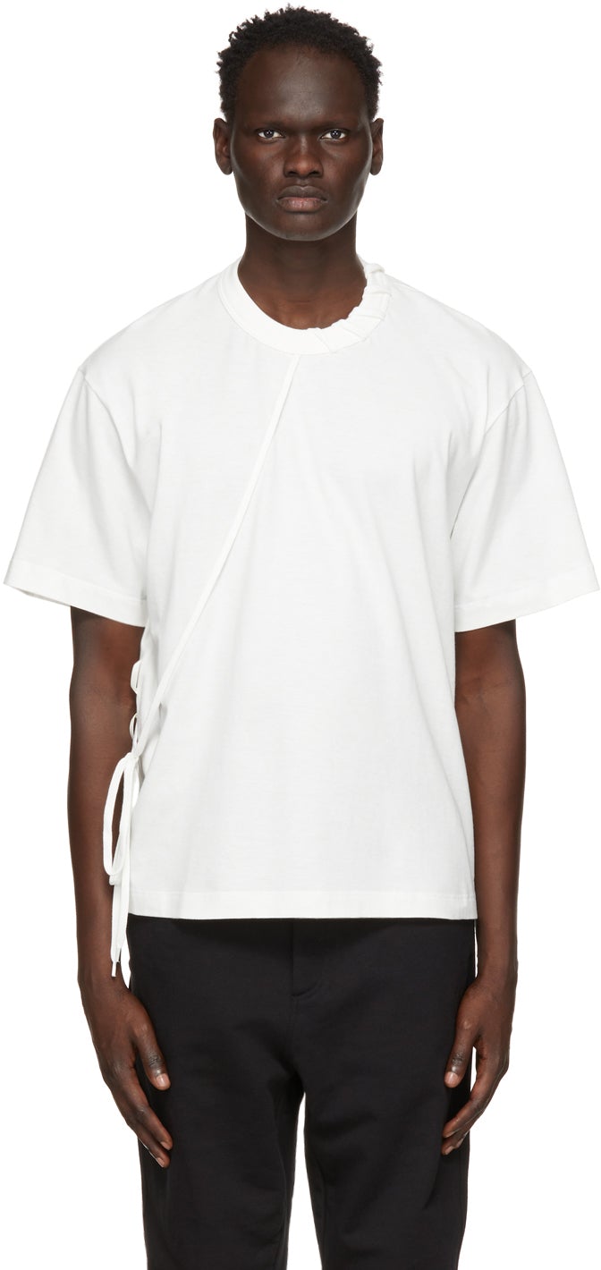 Craig Green White Laced T-Shirt - T-shirt de laçage blanc vert Craig - 크레이그 그린 화이트 Laced 티셔츠