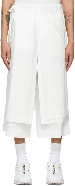 Craig Green White Layered Track Shorts - Craig green blanc couched short short - 크레이그 녹색 흰색 계층화 된 트랙 반바지
