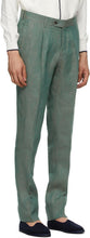 DOPPIAA Green Linen Aareseant Double-Breasted Suit