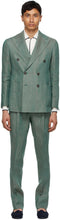 DOPPIAA Green Linen Aareseant Double-Breasted Suit - DOPPIAA VERTURE VERTURE AARESTANTE COSTURE À DOUBLE - Doppiaa Green Linen areseant 더블 브레스트 슈트