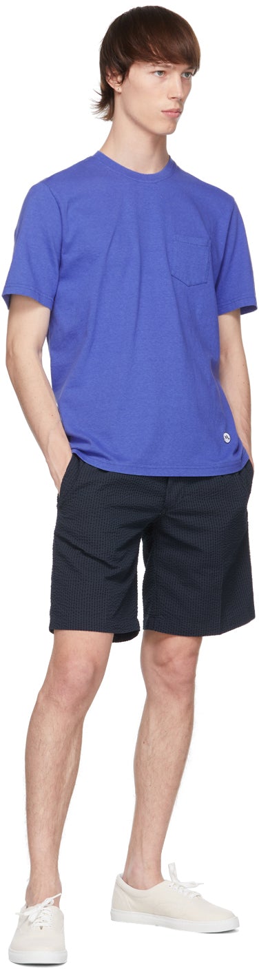 DOPPIAA Navy Seersucker Aaza Shorts