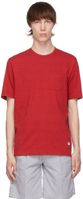 DOPPIAA Red Aaktion Pocket T-Shirt - T-shirt de poche Aaktion rouge Doppiaa - Doppiaa 붉은 Aaktion 포켓 티셔츠